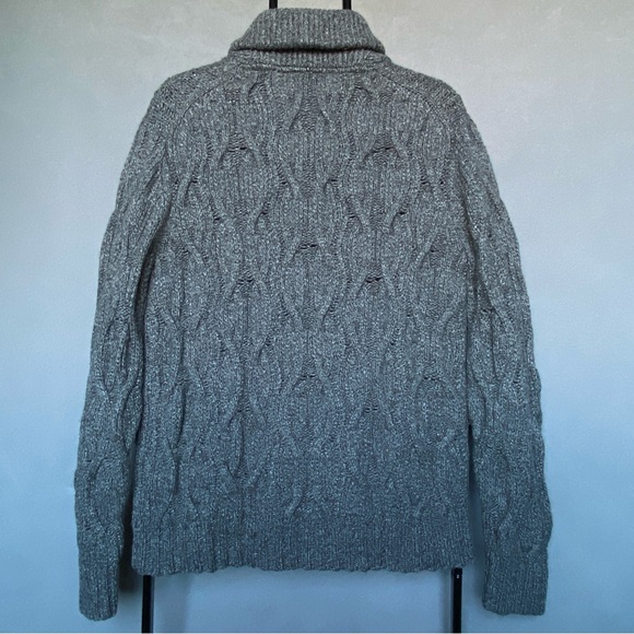 Banana Republic Shawl Cardigan Merino Wool Blend Cable Chunky Knit Gray Men Sz S - Picture 8 of 16